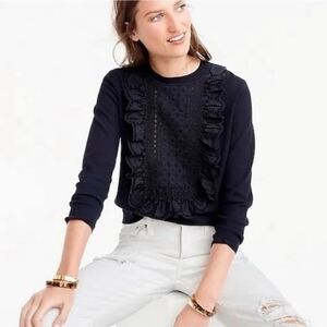 J. Crew Navy Blue eyelet Cotton sweater top small